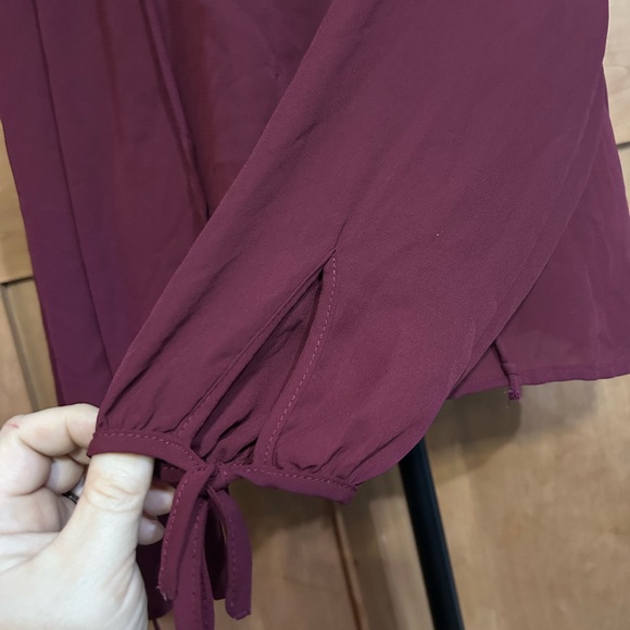 Charlotte Russe Maroon Lace-Up Blouse - Picture 2 of 6